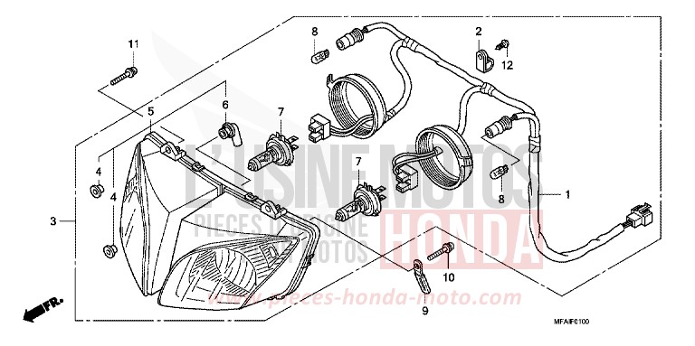 HEADLIGHT for CBF1000 ABS PEARL SIENA RED (R320) from 2008